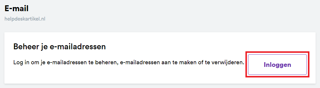 Schermafbeelding van Mijn Account › E-mail. Stap 4. Klik op Inloggen