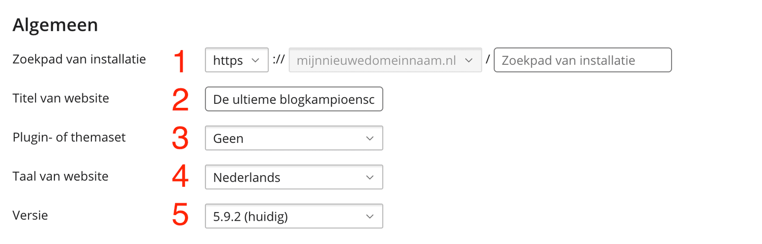 Schermafbeelding van Plesk › WordPress installeren