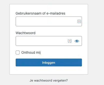 Schermafbeelding van wp-login.php